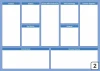 Lean canvas dry-erase board 099 - Graphic design with a simple structure featuring blue rectangles and labels.