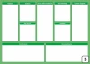 Dry-erase lean canvas board 099 - Graphic design with green rectangles and white fields for filling in.