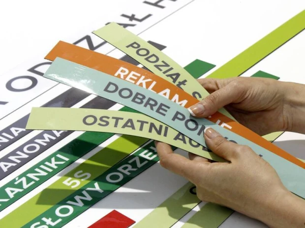 Magnetic mat with custom print - Graphic design. Simple, rectangular stripes in various colors with text.