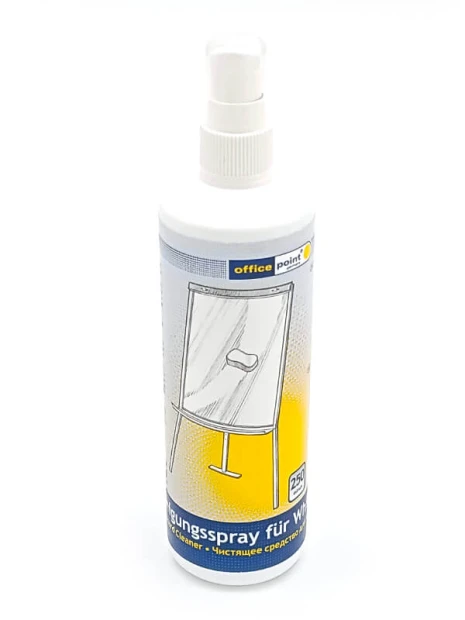 Whiteboard cleaning liquid 250ml - Graphic design. Spray bottle with a drawing of a whiteboard on the label.