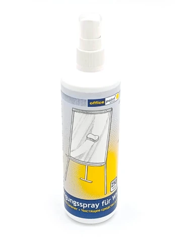 Whiteboard cleaning liquid 250ml - Graphic design. Spray bottle with a drawing of a whiteboard on the label.