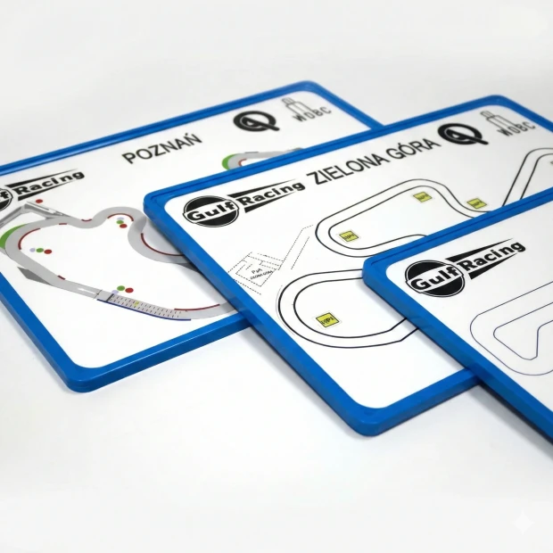 Dry-erase board with custom print in a framed telescopic stand, available in A3, A4, A5 - Graphic design.
