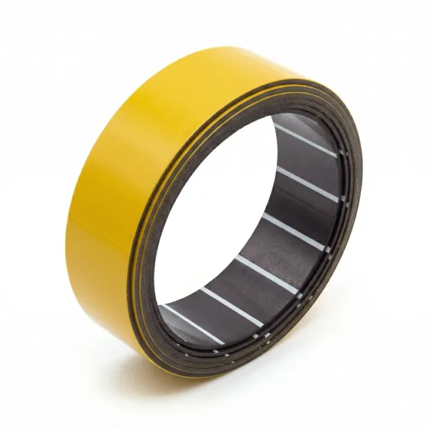 Magnetic tape 15mmx1m - Graphic design. Round yellow tape with a black backing.