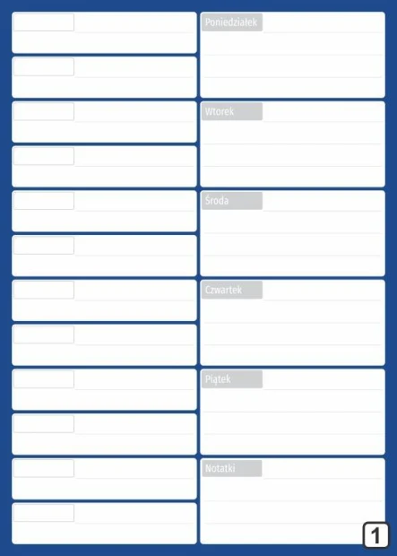 Dry-erase meeting planner with a weekly calendar 265 - Graphic design. Rectangular boxes with day names.