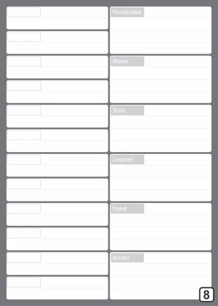 Dry-erase meeting planner with weekly calendar 265 - Graphic design. Simple grid with spaces for days of the week.
