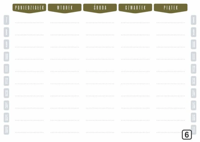Weekly dry-erase planner with time slots 264 - Graphic design. Simple grid with days of the week and hours in shades.