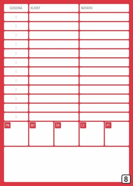 Magnetic meeting planner whiteboard 266 - Graphic design. Red background with white rectangles.