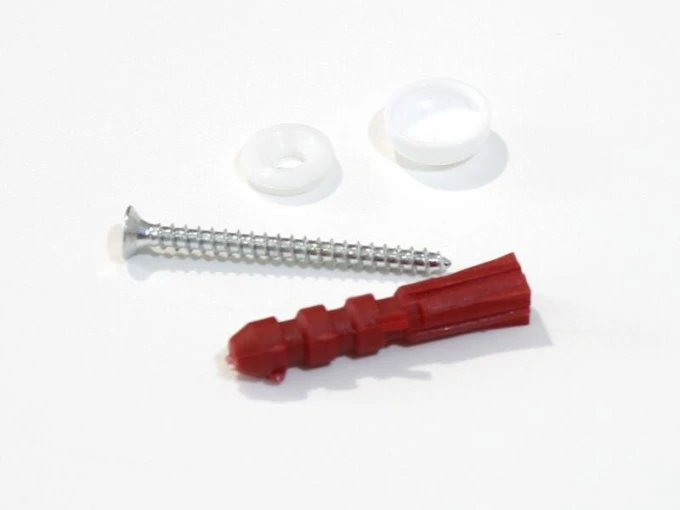 Mounting system for concrete-brick - Graphic design. Includes screw, sleeve, and cover.