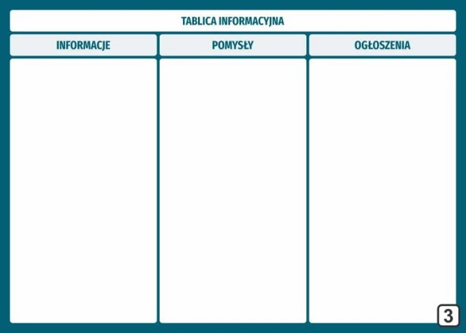 Magnetic dry-erase information board 268 - Graphic design. Rectangular fields divided into three sections.