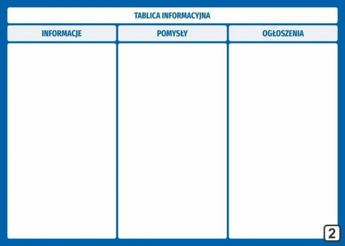 Dry-erase information board 268 - Graphic design. Simple structure with three columns for notes and ideas.