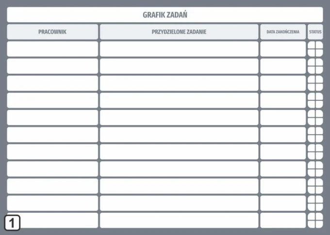 Magnetic task board with a graphic design. Simple grid with columns and rows, ideal for lean management.