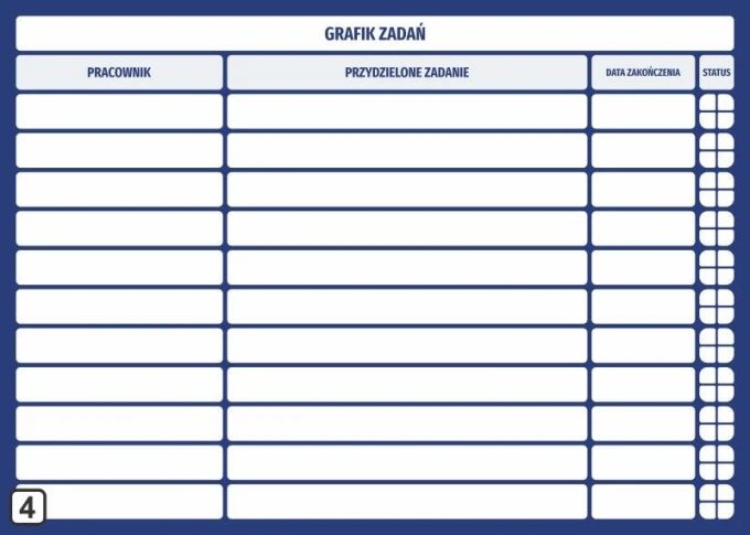 Magnetic task board, lean dry-erase board 107 - Graphic design. Simple grid with columns for text.
