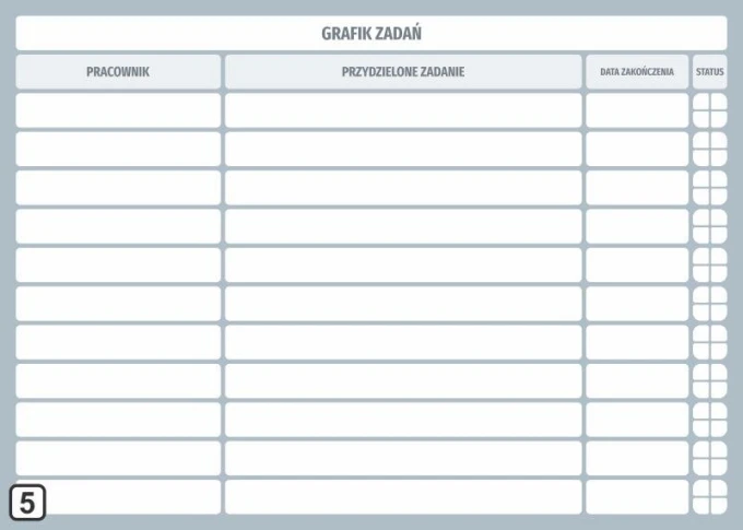 Magnetic task board, lean dry-erase board 107 - Graphic design with a simple grid of columns and rows.