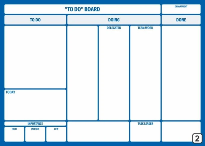 Magnetic dry-erase Kanban board 105 - Graphic design. Simple structure with rectangular sections.