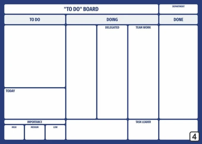 Magnetic dry-erase Kanban board 105 - Graphic design. Simple structure with rectangles and labels.