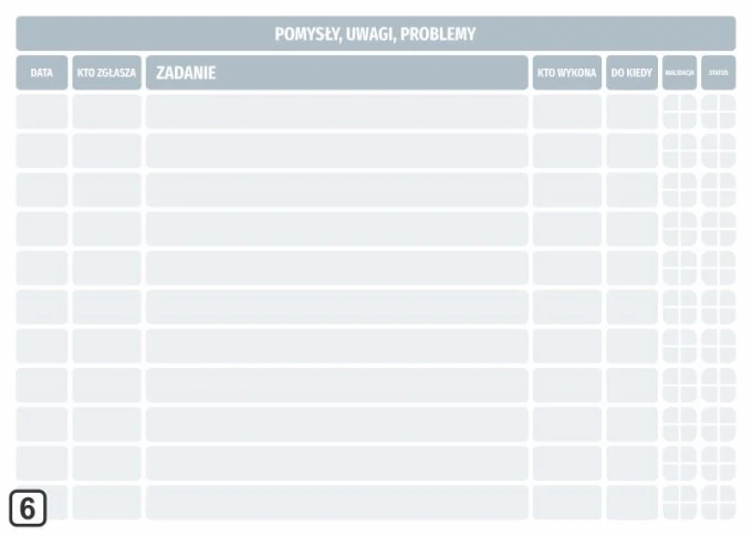 Lean 108 dry-erase planning board - Graphic design. Simple grid with fields for data entry.