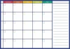 Weekly dry-erase magnetic planner board 269 - Graphic design with colored rectangles for each day of the week.