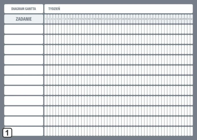 Magnetic whiteboard with Gantt chart, annual diagram divided by weeks, 112 - Graphic design. Simple grid.