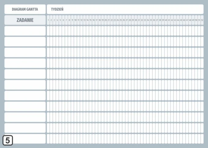 Dry-erase magnetic board with Gantt chart, annual layout divided by weeks, 112 - graphic design. Simple grid.