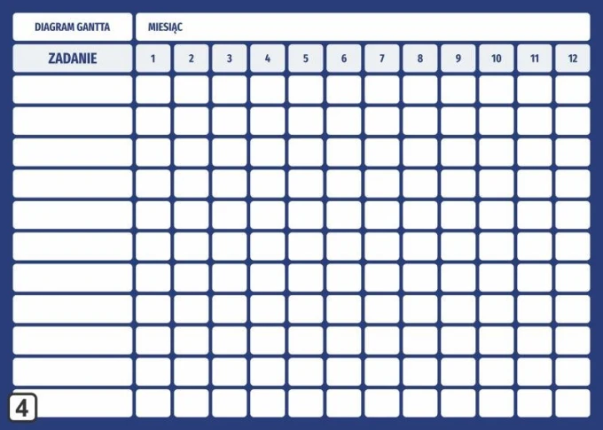 Annual Gantt chart whiteboard with monthly divisions - graphic design. Simple grid with rectangles.
