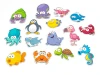 Sea animal magnets - Graphic design featuring shapes of fish, octopuses, and crabs.