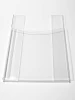 Hanging A4 pocket in plexiglass, 4cm deep, vertical/horizontal - Graphic design. Transparent rectangular shape with rounded edges.
