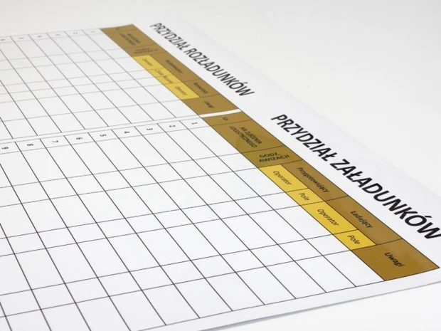 Magnetic whiteboard with custom graphics - Simple grid design with columns and rows.