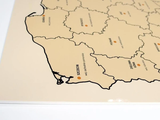 Dry-erase board of Poland map with provinces, featuring outlines and names. Graphic design, size 240.