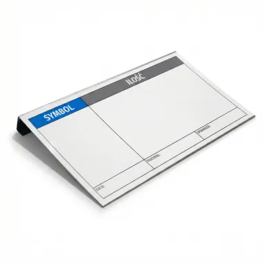 Dry-erase warehouse tags for pallet racks 30x17cm with custom print - Graphic design. Rectangular shape.