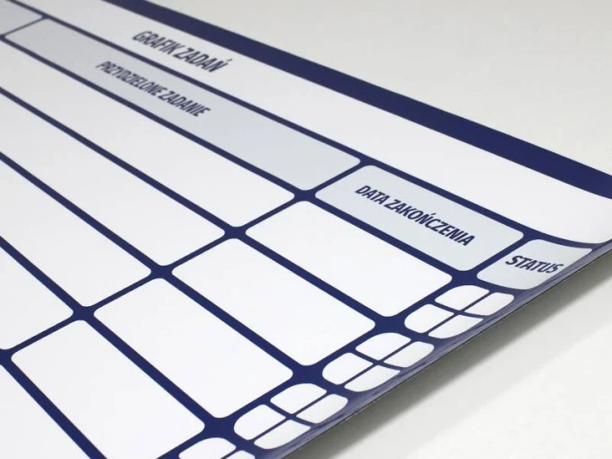 Magnetic task board, lean dry-erase board 107 - Graphic design. Simple structure with rectangular fields.
