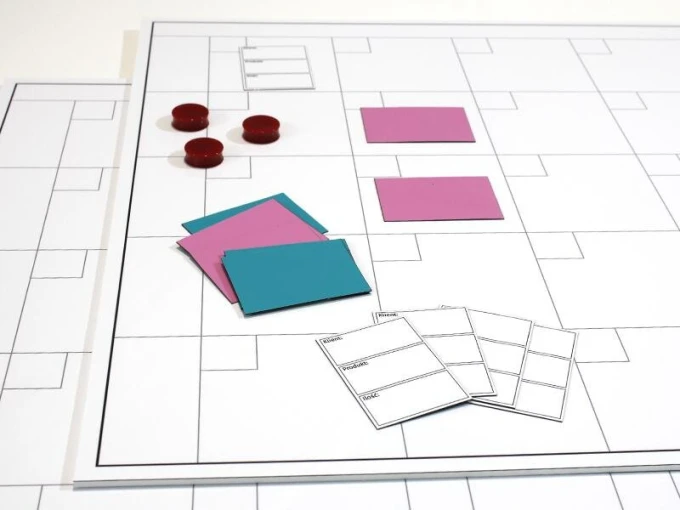 Dry-erase magnetic board lean planner grid 003 - Graphic design with rectangular elements on a white background.