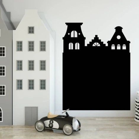 Chalk sticker for kids featuring houses - Perfect for bright children\'s room decor with stylish furniture.