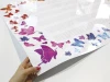 EDU five-line whiteboard 037 - Graphic design with colorful butterflies surrounding white lines.