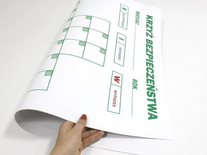 Lean safety cross dry-erase board 079 - Graphic design features a grid with fields to fill in.