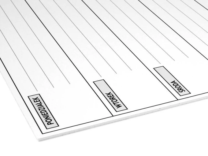 Weekly planner dry-erase board 017 - Graphic design with a simple grid, horizontal lines, and labels for the days of the week.