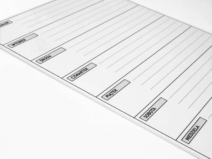 Weekly planner dry-erase board 017 - Simple rectangular design with horizontal lines and labels.