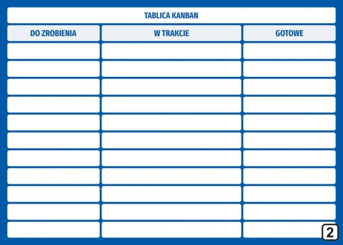 Lean 115 dry-erase Kanban board with a simple grid of three columns and headers. Colors: blue.