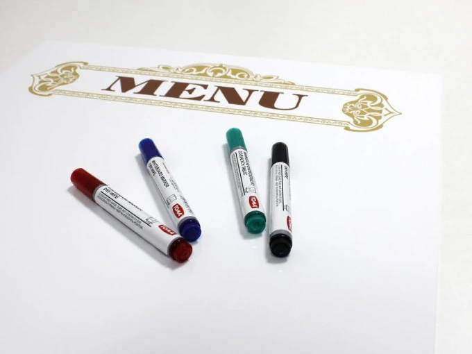 Elegant dry-erase board 031 menu with decorative lettering, perfect for modern kitchens or offices.