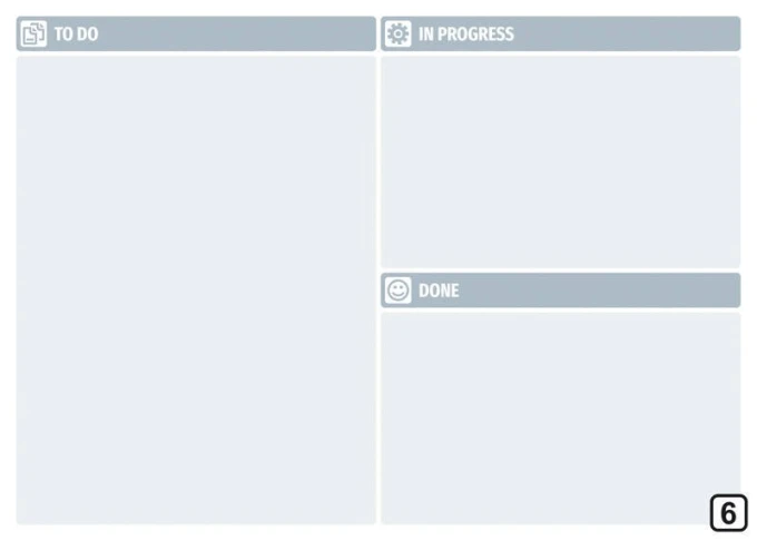 Magnetic dry-erase board 117 with graphic design, divided into three sections: TO DO, IN PROGRESS, DONE.