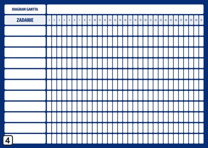 Monthly Gantt chart whiteboard with a simple layout of rectangles and lines.