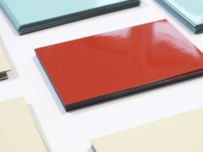 Dry-erase fridge magnet - Graphic design with simple rectangles in various colors including red, blue, and beige.