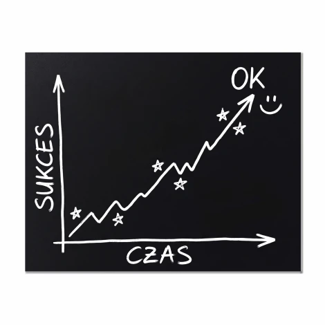 Custom black dry-erase board for marker writing - Graphic design. Dark surface with a white marker nearby.