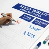 Custom dry-erase board with currency exchange graphics, perfect for office or modern spaces.