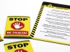 Custom printed magnet - Graphic design featuring a red stop sign with a white hand and text.