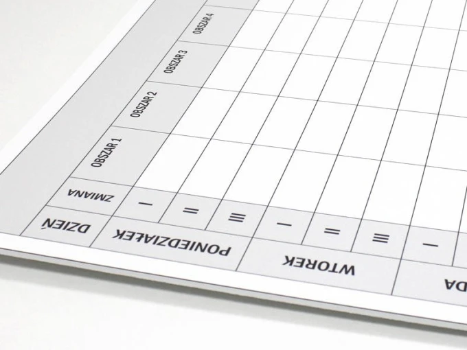 Magnetic dry-erase kamishibai board lean 083 - Graphic design. Rectangular board with grid and lines.