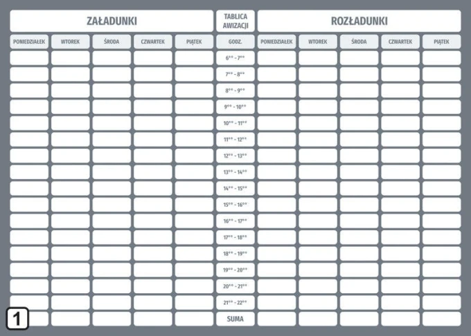 Lean 118 dry-erase planning board - Graphic design with a simple grid divided by days of the week and hours.
