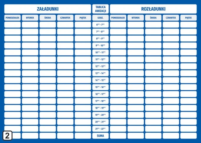 Lean 118 dry-erase notice board - Graphic design with a simple grid of rectangles for entries, divided by days of the week.