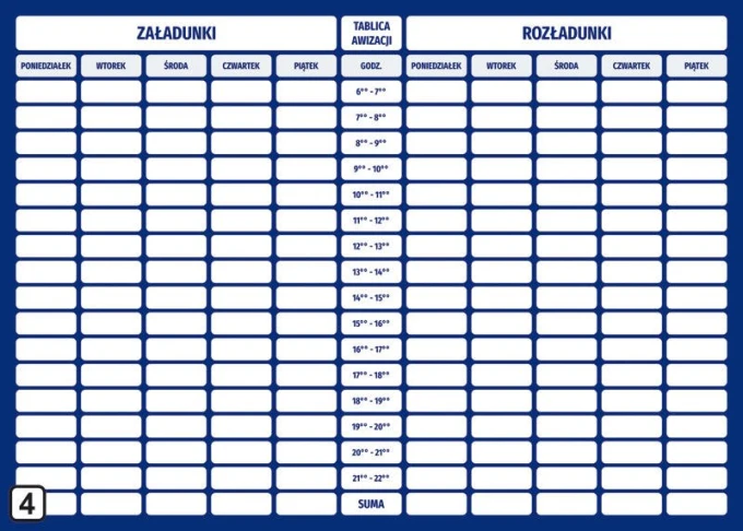 Dry-erase lean board 118 - Graphic design. Simple grid with rows and columns, includes fields for input.