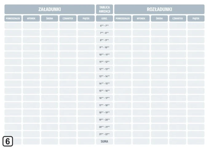 Dry-erase lean board 118 - Graphic design with a grid of rectangles and days of the week labels.