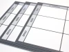 Magnetic dry-erase Kanban board 116 - Graphic design with simple gray rectangles and headers.
